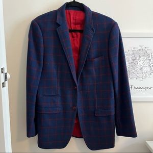 F.lli Ormezzano Plaid Suit Jacket Blue Red Size 48